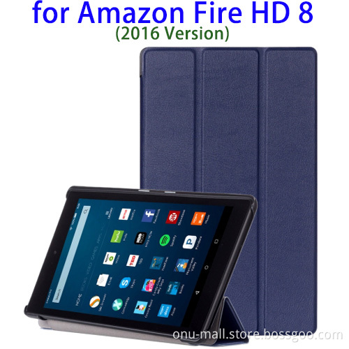 Flip Leather Back Cover Case for Amazon Fire HD 8 Protective Cover, Tablet Case for Amazon Fire HD 8